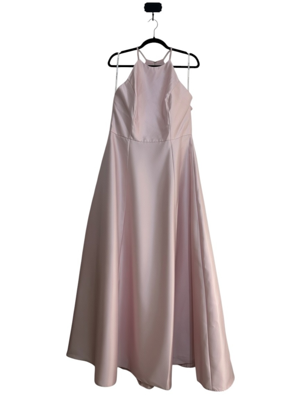 ALFRED SUNG D874 Blush Pink Satin Halter A Line Gown, Size 16 - Picture 4 of 9